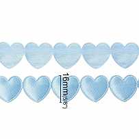 Лента атласная, фигурная  "Сердечки", цвет голубой, шир. 16 мм, длина 90 см