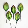 Листья РОЗЫ из бумаги мальбери со стебельком, 40 мм, зеленые, 10 шт.