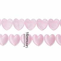 Лента атласная, фигурная  "Сердечки", цвет розовый, шир. 16 мм, длина 90 см