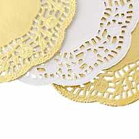 Ажурная салфетка бумажная фольгированная, d 140 мм., цвет золото