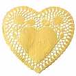 Ажурная салфетка бумажная фольгированная "сердце", d 14.5 мм., цвет золото